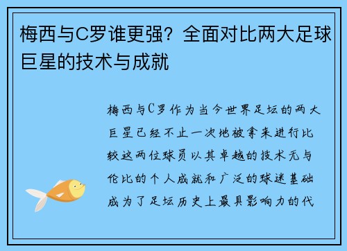 梅西与C罗谁更强？全面对比两大足球巨星的技术与成就